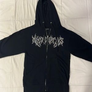Misconceptions Rhinestone Zip Up Hoodie